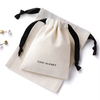 Custom Logo Organic Cotton Canvas Drawstring Bag Silk Screen Print Small Handbags Dust Cover for Clothes Shopping Organic Cotton