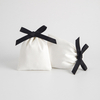 Wholesale Custom Logo White Earring Cellphone Cotton Bag With Ribbed Band Makeup Linen Jewelry Cotton Pouch Packaging