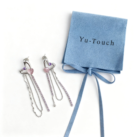 Custom Logo Stylish Envelope Microfiber Packaging Jewelry Necklace Pouch Bag Envelope Suede Microfiber Jewelry Pouch