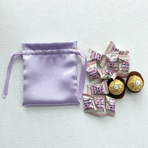 Reusable Custom Logo Satin Drawstring Pouch Dust-proof Bag Made Wedding Decoration Candy Chocolate Jewelry Packaging Bag
