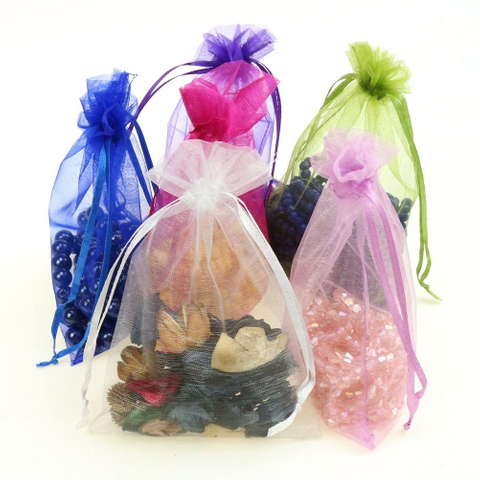 Custom Size Printed Organza Drawstring Bag Jewelry Pouch with logo