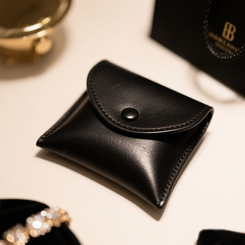 Custom PU Leather and Faux Leather Jewelry Pouch with Snap Button Flap for Luxury Gift Packaging and Branded Store Bags