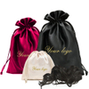 Custom Logo Large Satin Drawstring Bag Eco-Friendly Reusable Hair Bundle Packaging for Jewelry and Gifts