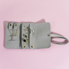 Custom Logo Luxury Suede Velvet Microfiber Jewelry Storage Case Gray Roll Bag Travel Organizer Customized Logo Jewelry Container