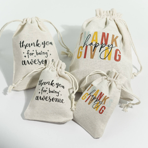 Custom Printed Biodegradable Linen & Cotton Jute Bag Reusable Drawstring Pouch for Jewelry Soap & Gift Packaging