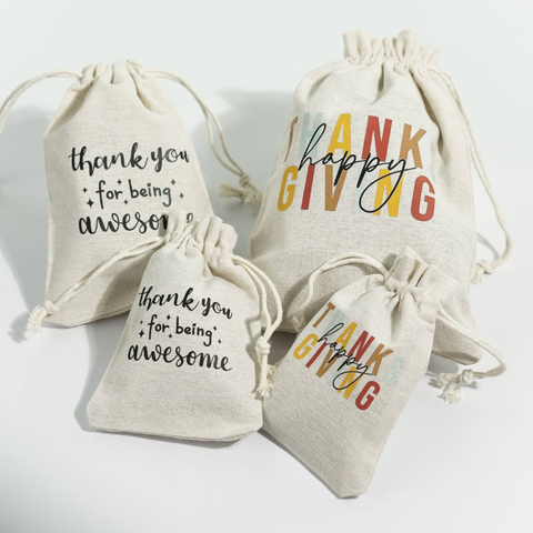 Custom Printed Biodegradable Linen & Cotton Jute Bag Reusable Drawstring Pouch for Jewelry Soap & Gift Packaging