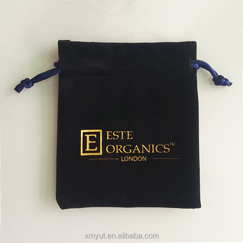 Custom Logo Printed Luxury Velvet Jewelry Bag Drawstring Pouch Soft Fabric Gift Packaging for Necklace Earrings Rings Bracelet