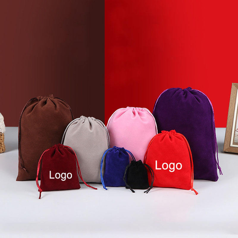 Customized Eco-Friendly Velvet Packaging Bag with Printed Logo for Jewelry for Rings Necklaces Watches Gemstones Dust-Proof