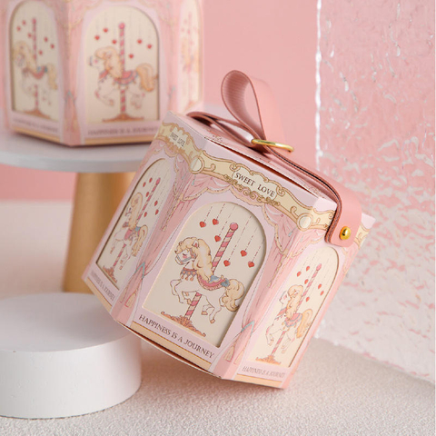 Kindergarten Children's Birthday Cute Gift Bag Candy Box Carousel Baby's Full Moon Hundred Day Banquet Candy Box