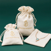 Cotton Jewelry Bag and Pouch Collection with Custom Logo Option for Drawstring Closure and Ruffle Edge Gift Packaging