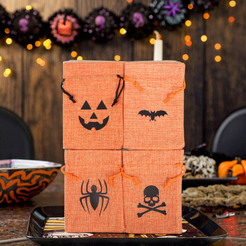 Eco-Friendly Custom Printed Logo Jute Drawstring Bag Hemp Burlap Linen Halloween Candy Pouch for Jewelry Bracelet and Gifts