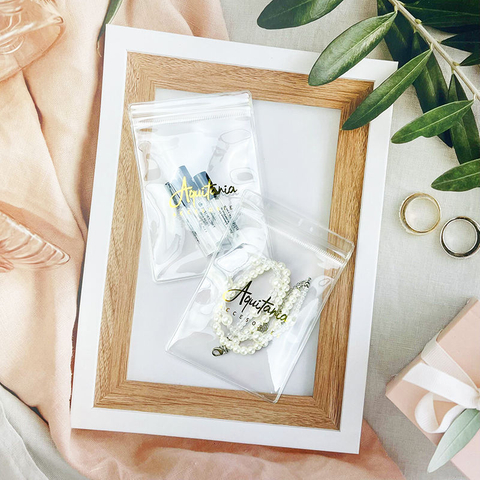 Reusable Logo Customized Small Jewelry Packaging Zip Plastic Bag Matte Cute Zipper Bag for Earring PVC Mini Ziplock Pouch Bag