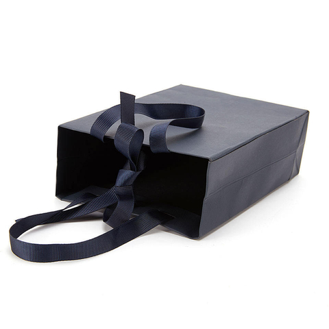 Luxury Kraft Paper Bag with Custom Logo for Jewelry Packaging and Shopping Features Ribbon Handles and Is Food Safe