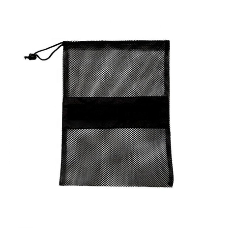 Durable Black Small Polyester Mesh Pouch Bag with logo Label