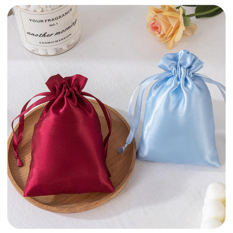 Custom Luxury Silk Satin Jewelry Dust Bag Gift Packing Storage Satin Drawstring Pouch for Jewelry Gift