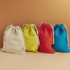 Eco-Friendly Customized Cotton Drawstring Bag Stock White Colorful Blank Canvas Cotton Pouch for Gift Wrapping Storage