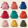 Recyclable Custom Logo Printed Reusable Colorful Calico Organic Cotton Canvas Shopping Drawstring Bag