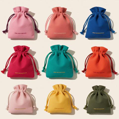 Recyclable Custom Logo Printed Reusable Colorful Calico Organic Cotton Canvas Shopping Drawstring Bag