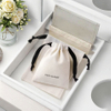 Custom Printed Cotton Jewelry Packaging Pouch Dust-Proof Drawstring Gift Bag with Ribbon for Rings and Bracelets