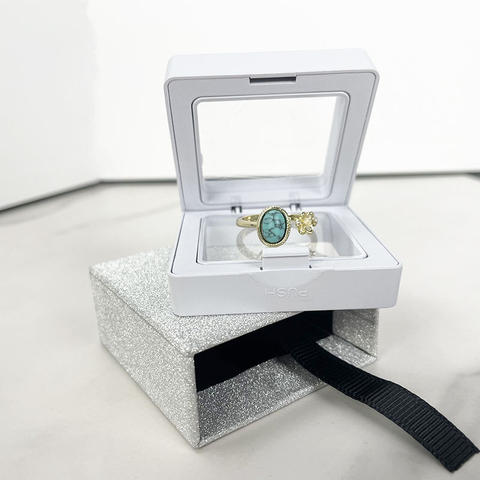 Custom Logo Cardboard Sliding Sleeve Paper Jewelry Storage Drawer Box Packaging With Clear PE Film Floating Gift Display Box