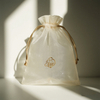 Custom Logo Gold Organza Pouch for Wedding Party for Gift Toy Jewelry Wine Packing Drawstring Sachet Bag