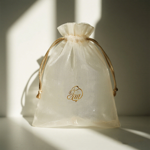 Custom Logo Gold Organza Pouch for Wedding Party for Gift Toy Jewelry Wine Packing Drawstring Sachet Bag