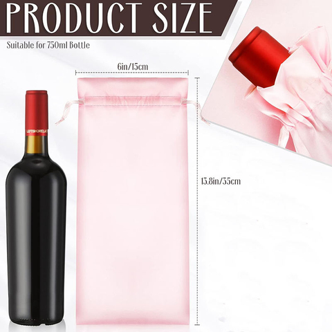Luxury Pink Soft Grape Wine Silk Gift Jewelry Packaging Pouch Custom Printed Logo Satin Dust Wine Drawstring Bag