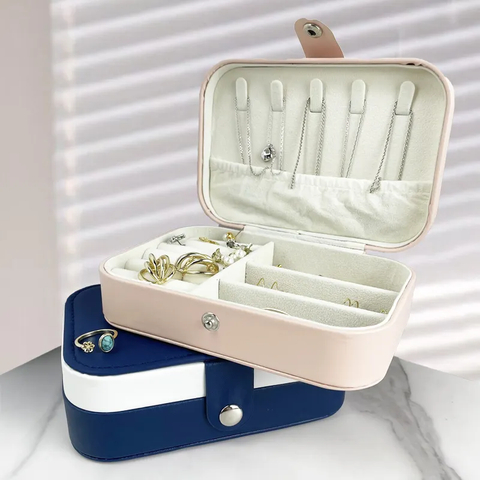 Wholesale High Quality Luxury PU Leather Mini Travel Jewelry Box Custom Logo Organize Case for Jewelry Storage