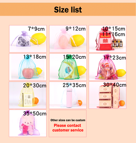 Wholesale Custom Printed Large Organza Jewelry Gift Bags Recyclable Drawstring Pouches for Weddings Gifts