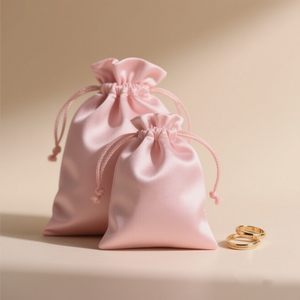 Custom Print Logo Satin Jewelry Pouch with Drawstring Closure Portable Jewelry Gifts Storage Dust Bag