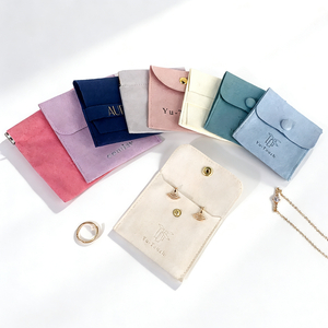 Custom Print Logo Stylish Envelope Packaging Jewelry Necklace Pouch Bag White Envelope Microfiber Jewelry Pouches
