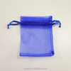 Cheap 7*9cm Royal Blue Organza Gift Drawstring Bag Jewelry Pouch with logo