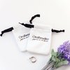 Custom Logo 100% Organic Cotton Drawstring Jewelry Bag Small Canvas Pouch for Ring Packaging and Gift Giving