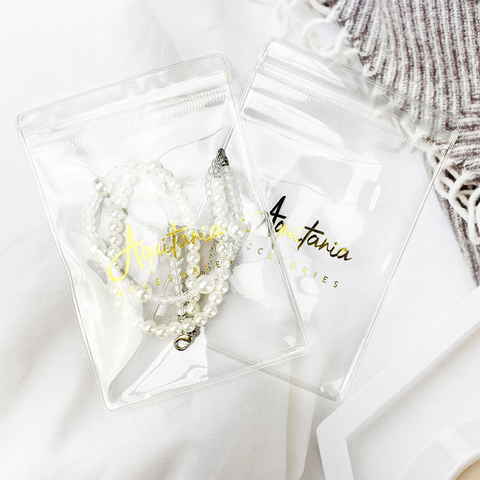 Resealable Custom PVC Transparent Plastic Self Adhesive Poly Bags Heat Sealed Zipper Bag Jewelry Packaging