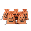 Eco-Friendly Linen Small Sachet Custom Logo Printed Helloween Candy Pumpkin Linen Pouch Drawstring Gift Jute Bags Rings Glasses