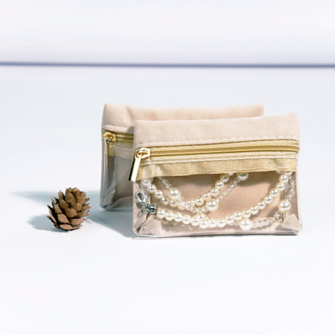Custom Luxury Velvet PVC Leather Zipper Jewelry Container Personalized Logo Printed Ziplock Packaging Pouch for Jewelry