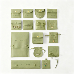 Customized Super Microfiber Green Jewelry Pouch Custom Ring Necklace Jewelry Packaging Jewellery Pouch Jewelry Packaging Bag