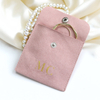 Customized Luxury Logo Flannel Pink Suede Jewelry Earring Pouch Microfiber Drawstring Bag Envelope Bags Jewelry Container Bag
