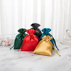 Wholesale Drawstring Jewelry Gift Silk Satin Pouch Hair Extension Packaging Black Satin Bag with Customized logo