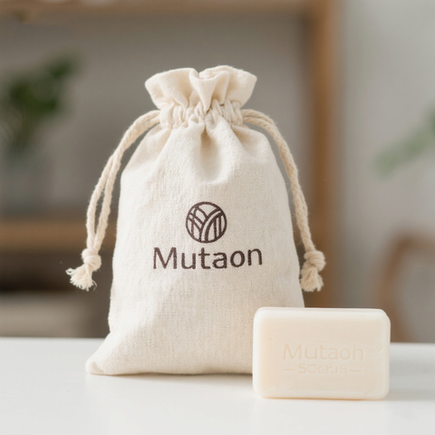 Custom Printing Raw Cotton Package Bags Natural Cotton Fabric Drawstring Soap Bag Packing With Logo