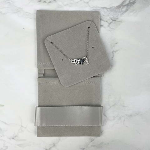 Custom Logo Printed Jewelry Bag Small Envelope Flap Microfiber Necklace Earring Jewelry Packaging Pouch Bag
