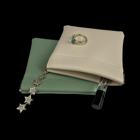 PU Leather Small Jewelry Bag No Zipper Travel Cosmetic Pouch Waterproof Portable Makeup Bag Magnetic Jewelry Bag