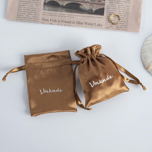 Factory-made Rectangle Faux Silk Satin Drawstring Storage Bag Dust-proof Silky Packaging for Jewelry