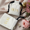 Recyclable Custom Printing Logo White Velvet Bag Flannelette Jewelry Pouch Perfume Candle Pearl Velvet Drawstring Pouch