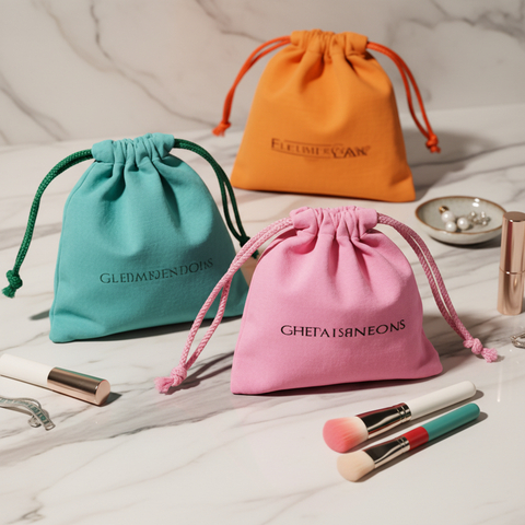 Custom Printed Organic Cotton Muslin Fabric Jewelry Gift Packaging Bags with Logo Personalized Cotton Bags