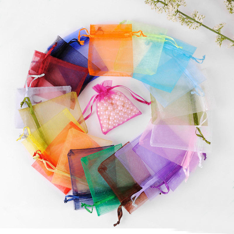 7*9 cm Organza Bag Customized Transparent 21 Colors Bolsa De Gift Pouch Jewelry Packaging Organza Bag Cosmetic Storage with logo